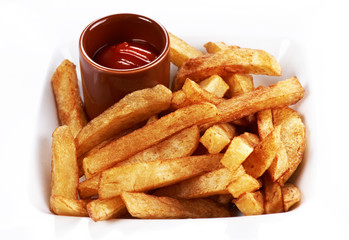 Fototapeta na wymiar Golden French fries potatoes