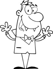 Outlined Happy Vampire Holding Up His Arms