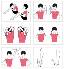 Векторный набор гимнастических упражнений