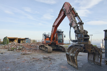 Demolition vehicle taking a break