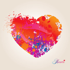 Heart with spots and sprays on a beige background. Vector - 35744668