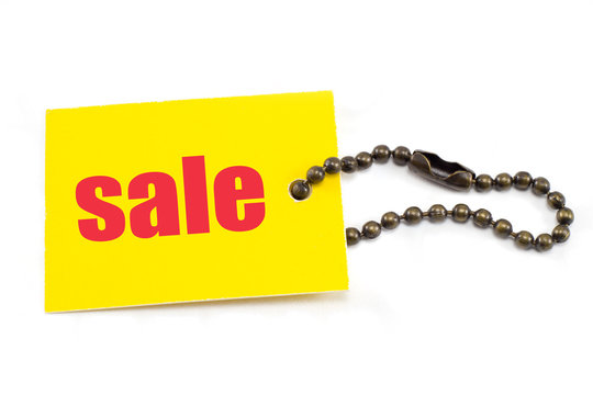 Yellow Tag With Chain Showing Sale