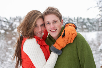 Young couple in snow