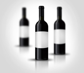 Red wine bottles with label