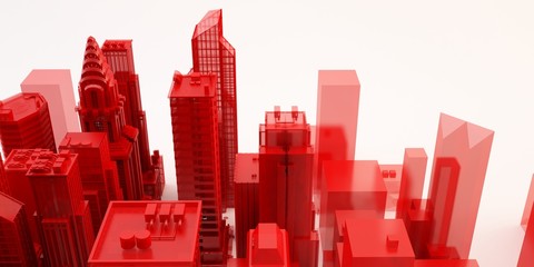 città grattacieli illustrazione rendering 3d