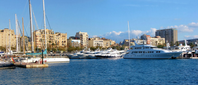 port with yachts in barcelona, spain, catalonia