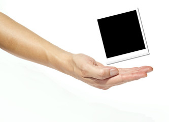 Fotografia su mano, fondo bianco