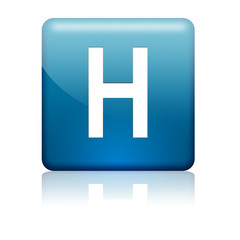 Boton cuadrado azul letra H