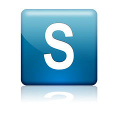 Boton cuadrado azul letra S