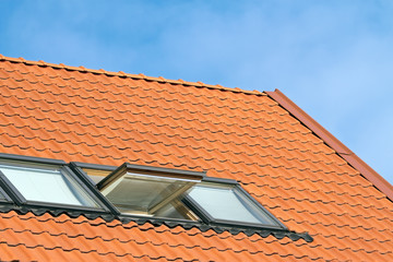 Red roof of house