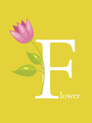 Colorful abc, letter F, vector illustration