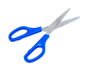 blue scissors isolated on white background