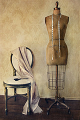 Antique dress form and chair with vintage feeling - 35758045