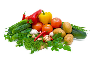 mixed vegetables on a white background