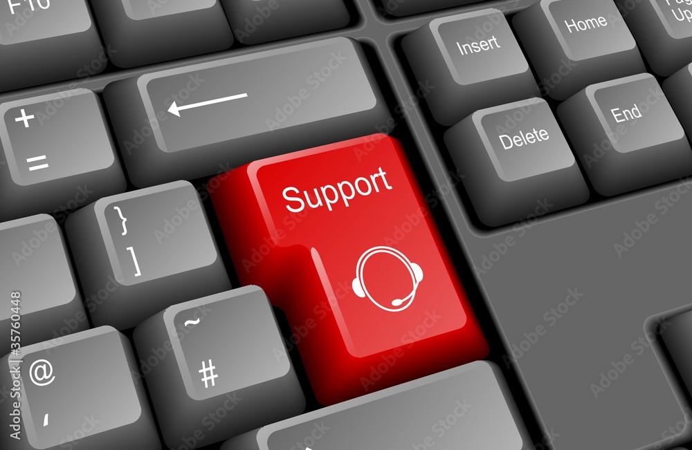 Aufkleber support key on keyboard (service helpdesk tech call us)