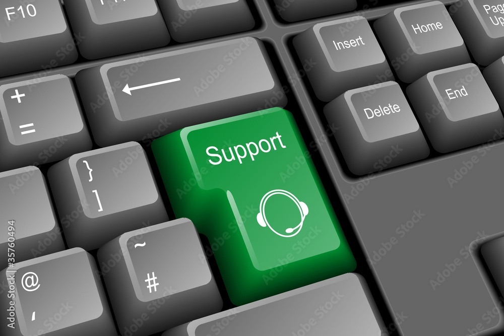 Poster support key on keyboard (customer service helpdesk tech call us)