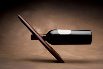 Wine bottle in stand
