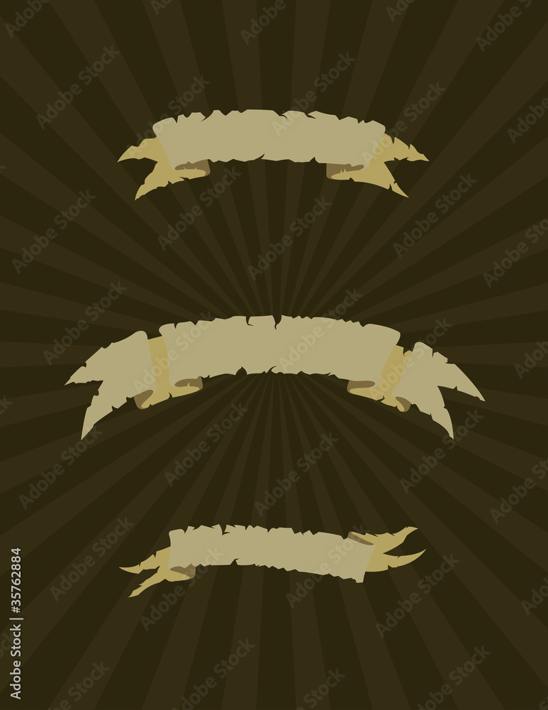Wall mural three parchment paper banner vector graphic set with copy space