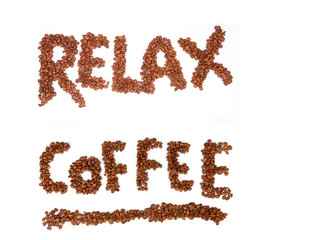 words made of coffee beans