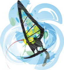 windsurfing illustration. Vector