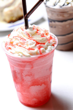 strawberry juice and frappe