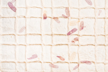 background from hand-made embossed paper with leaves