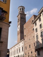 Fototapeta na wymiar Tower in Verona a city in Northern Italy