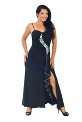 Elegant glamour model woman in black dress