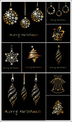 New Year's or Christmas toys made of gold snowflakes