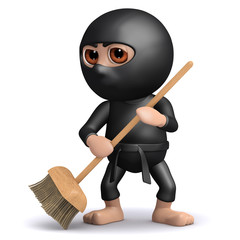 3d Ninja sweeps up the mess he made earlier © Steve Young