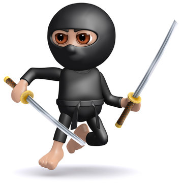 3d Ninja is an expert fighter with two katana swords