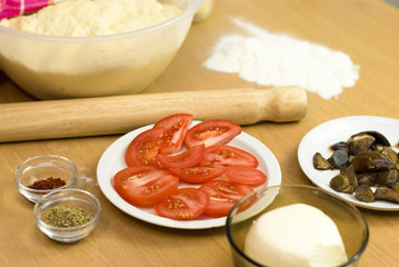 Turkish cooking meals pide from yeast dough cheese and butter