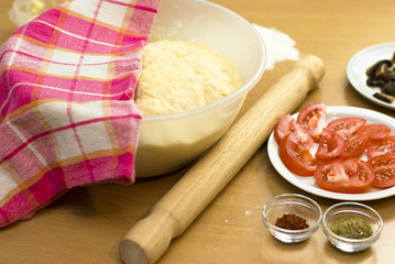 Turkish cooking meals pide from yeast dough cheese and butter