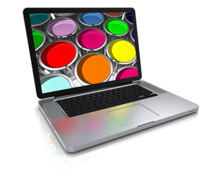 Laptop mit Farben
