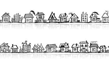 Cityscape sketch, seamless wallpaper for your design