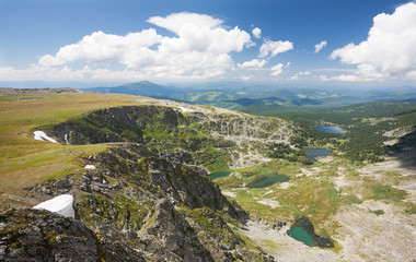 Top view of Karakol lakes in Altai mountains. Altai, Suberia