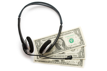 Fototapeta premium Headset with a microphone isolated on white