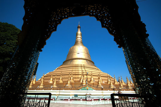 Important Large Golden Pagoda in Hongsavade city,Myanmar.