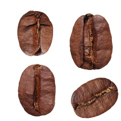 coffee beans isolated on white background (set)