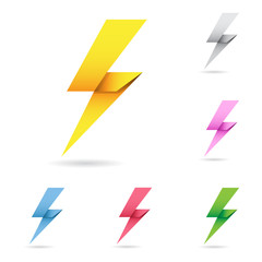 Set of origami lightning bolts