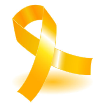 Yellow Awareness Ribbon And Shadow