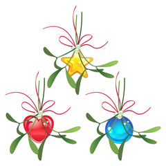 Mistletoe and Christmas bauble set