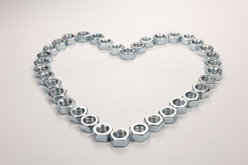 Heart of nuts on white