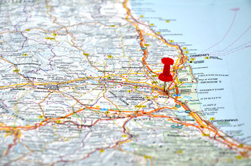 Red point on the italy map