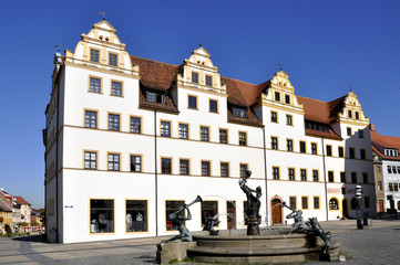 Torgau Marktplatz mit Marktbrunnen