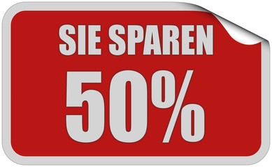 Sticker rot eckig curl oben SIE SPAREN 50%