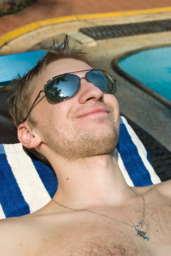 Sunbathing man