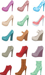 Female shoes set. vector