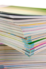 Stack of magazines closeup