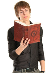 Student and notebook.